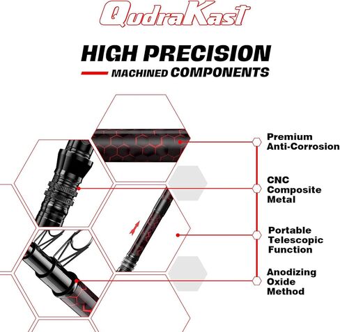 QudraKast Fishing Rod and Reel Combos - High Precision Machined Pattern Telescopic Fishing Pole and 12+1 Full Metal Ultra Smooth Spinning Reel Combos with Carrier Bag in Kuwait