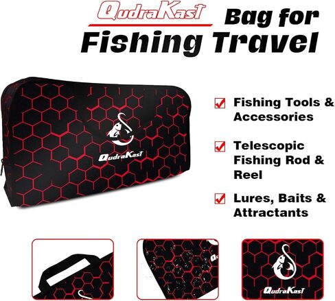 QudraKast Fishing Rod and Reel Combos - High Precision Machined Pattern Telescopic Fishing Pole and 12+1 Full Metal Ultra Smooth Spinning Reel Combos with Carrier Bag in Kuwait