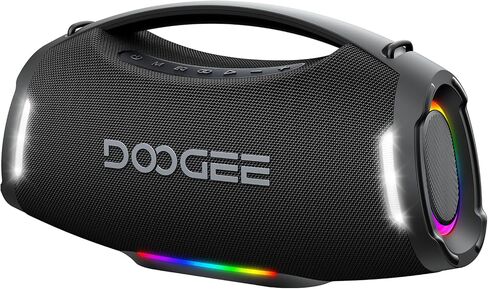 Portable Wireless Speaker,250W Peak/220W RMS Loud Boombox,Powerful Sound,14H Playtime,IPX5 Water-Resistant,RGB Lights,TWS Pairing,USB/TF/AUX,Shoulder Strap for Party,Camping and Outdoor in Kuwait
