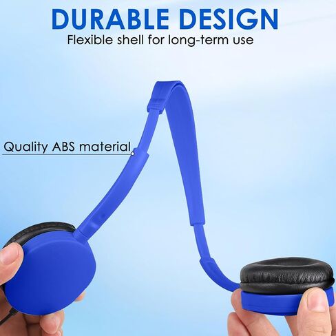 25 Pack Bulk Headphones for Kids Classroom School Students, Wholesale Wired Durable On-Ear Headphones for Children Teen Boys Girls Toddler Adult(Blue, 25 Pack) in Kuwait