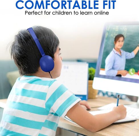 25 Pack Bulk Headphones for Kids Classroom School Students, Wholesale Wired Durable On-Ear Headphones for Children Teen Boys Girls Toddler Adult(Blue, 25 Pack) in Kuwait