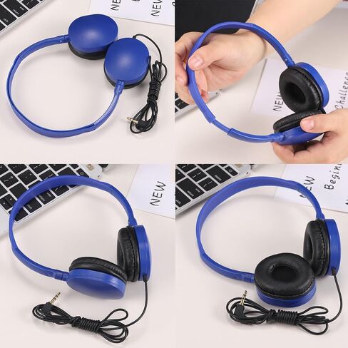 25 Pack Bulk Headphones for Kids Classroom School Students, Wholesale Wired Durable On-Ear Headphones for Children Teen Boys Girls Toddler Adult(Blue, 25 Pack) in Kuwait