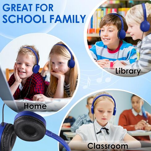 25 Pack Bulk Headphones for Kids Classroom School Students, Wholesale Wired Durable On-Ear Headphones for Children Teen Boys Girls Toddler Adult(Blue, 25 Pack) in Kuwait