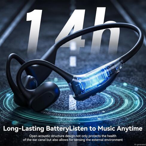 LEVN Open Ear Headphones, Running Headphones Bluetooth 5.3, 14H Battery Sweatproof & Water-Resistant, Wireless with Built-in Mic for Sport, Cycling, Workout, Gift in Kuwait
