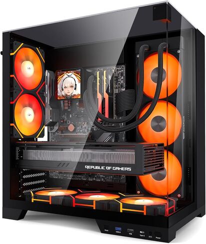 darkFlash TH285 Plus ATX PC Case, Back-Connect Design, Pre-Installed 4× DM12 PRO RGB PWM Fans, Tempered Glass Mid Tower, High Airflow Gaming Case, Black in Kuwait