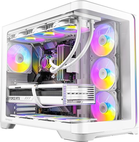Antec C5 Curve ARGB Mid-Tower ATX PC Case, 4 ARGB PWM Fans, White in Kuwait
