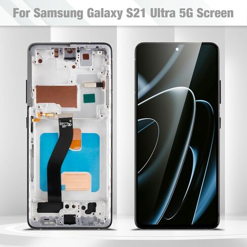 for Samsung Galaxy S21 Ultra 5G Screen Replacement,Black with Frame,Incell | for SM-G998U SM-G998B/DS,G998A, LCD Display Digitizer Touch Screen Assembly,with Tools,No Fingerprint in Kuwait