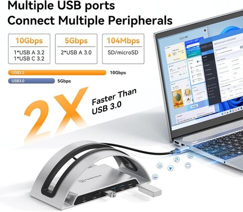 TobenONE Laptop Docking Station Dual Monitor 4K, Vertical Dock with 2 HDMI in Kuwait