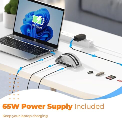 TobenONE Laptop Docking Station Dual Monitor 4K, Vertical Dock with 2 HDMI in Kuwait