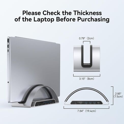 TobenONE Laptop Docking Station Dual Monitor 4K, Vertical Dock with 2 HDMI in Kuwait