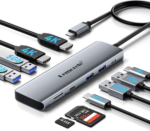 Laptop Docking Station Dual HDMI Monitor, 10 in 1 USB C Hub with 2 HDMI Ports, PD Charging, SD/TF, 5 USB C/A Ports, Laptop Docking Station for Dell XPS/HP/Lenovo/Surface(MacOS only Supports SST Mode) in Saudi Arabia
