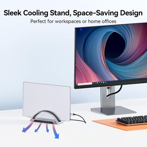 TobenONE Laptop Docking Station Dual Monitor 4K, Vertical Dock with 2 HDMI in Kuwait