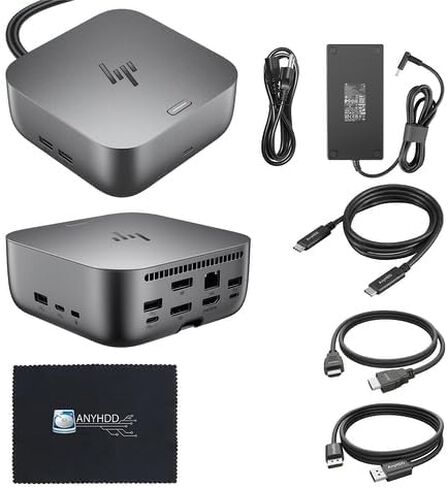 Thunderbolt 4 Ultra 180W G6 Dock (9X481UT#ABA) Bundle with Anyhdd DP & HDMI andUSB C to C Cables, and Anyhdd Microfiber Cleaning Cloth in Kuwait