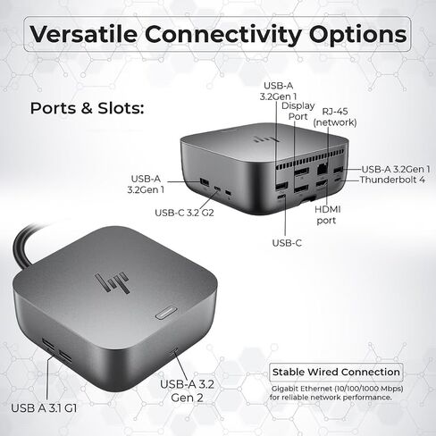 Thunderbolt 4 Ultra 180W G6 Dock (9X481UT#ABA) Bundle with Anyhdd DP & HDMI andUSB C to C Cables, and Anyhdd Microfiber Cleaning Cloth in Kuwait