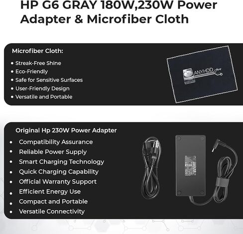 Thunderbolt 4 Ultra 180W G6 Dock (9X481UT#ABA) Bundle with Anyhdd DP & HDMI andUSB C to C Cables, and Anyhdd Microfiber Cleaning Cloth in Kuwait