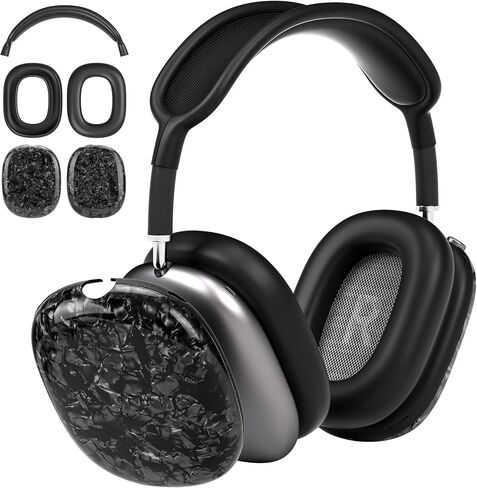 TPU Case Cover for AirPods Max Headphones, Matte Black Carbon Fiber Texture in Kuwait