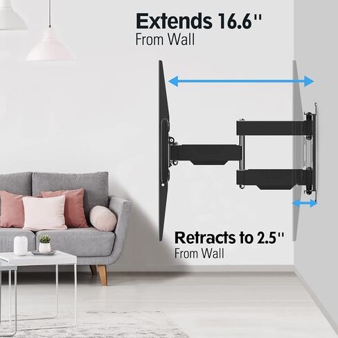 Mounting Dream TV Wall Mount for 42-84 Inch TVs, Full Motion Articulating Bracket with Swivel and Tilt, Max VESA 600x400mm, Up to 100lbs, Fits 16" Wood Studs MD2619 in Kuwait