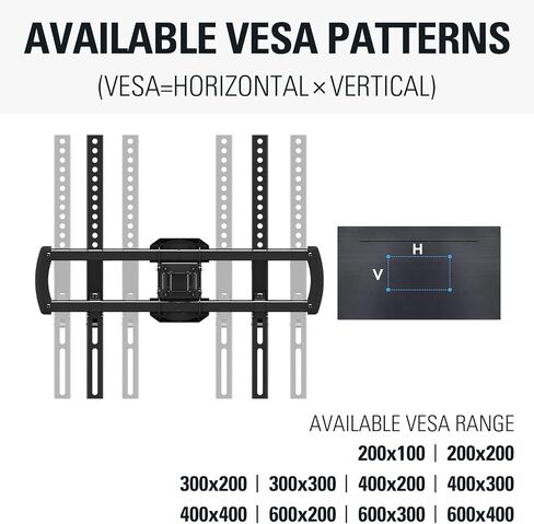 Mounting Dream TV Wall Mount for 42-84 Inch TVs, Full Motion Articulating Bracket with Swivel and Tilt, Max VESA 600x400mm, Up to 100lbs, Fits 16" Wood Studs MD2619 in Kuwait