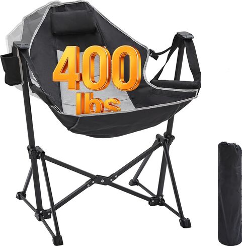 Aohanoi Hammock Camping Chair,Heavy Duty Swinging Rocking Camping Chairs for Adults Support Up to 400lbs,Folding Portable Chair with Cup Holder and Headrest Pillow in Kuwait