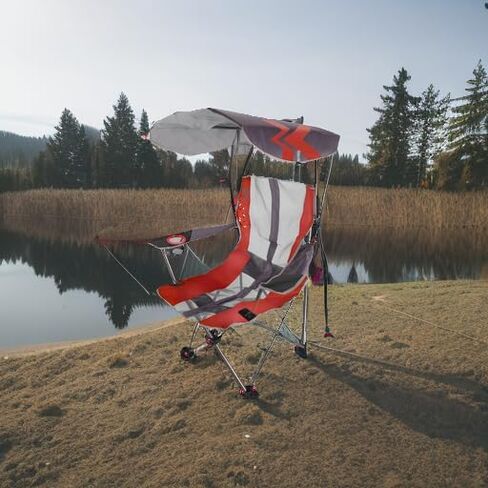 Kelsyus Original Foldable Canopy Chair for Camping, Tailgates, and Outdoor Events, Grey/Red in Kuwait