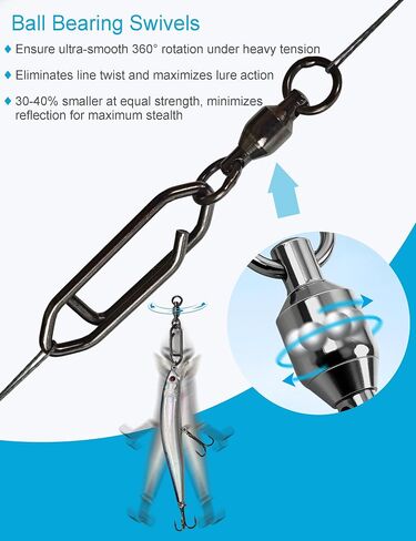 Ball Bearing Fishing Swivels with Speed Clips - 29pcs/Box Black Nickel Stainless Steel Snap Swivels, Size 0# - 4# Saltwater & Freshwater Quick Change Lure Snap in Saudi Arabia