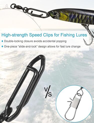 Ball Bearing Fishing Swivels with Speed Clips - 29pcs/Box Black Nickel Stainless Steel Snap Swivels, Size 0# - 4# Saltwater & Freshwater Quick Change Lure Snap in Saudi Arabia