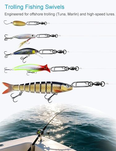Ball Bearing Fishing Swivels with Speed Clips - 29pcs/Box Black Nickel Stainless Steel Snap Swivels, Size 0# - 4# Saltwater & Freshwater Quick Change Lure Snap in Saudi Arabia