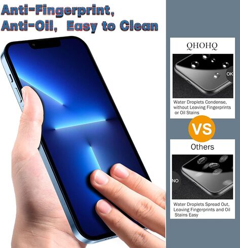 QHOHQ 3 Pack Screen Protector for iPhone 13 Pro Max 6.7" with 3 Pack Tempered Glass Camera Lens Protector, Ultra HD, 9H Hardness, Scratch Resistant, Easy Install - Case Friendly in Saudi Arabia