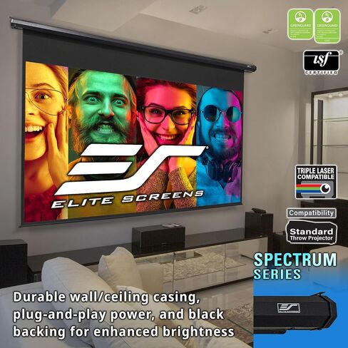 Elite Screens Spectrum Swift-RC1, 115-INCH Motorized Projector Screen Movie Home Theater Gaming 4K/8K Retractable Electric Projection Screen, ELECTRIC115H2 in Saudi Arabia