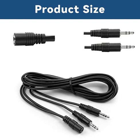 3.5mm Headset Splitter Stereo Female to 2-Male Y-Splitter Audio Cable 2m, 3.5mm Cable, 1/8" Headphone Jack Splitter for Speaker, Pc, Laptop, Aluminum Connector in Saudi Arabia