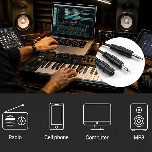 3.5mm Headset Splitter Stereo Female to 2-Male Y-Splitter Audio Cable 2m, 3.5mm Cable, 1/8" Headphone Jack Splitter for Speaker, Pc, Laptop, Aluminum Connector in Saudi Arabia