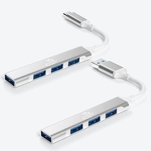 Red Star Tec USB C and USB A Hub Bundle, 2 Bundle 4 Port USB Multiport Adapters with USB 3.0 and USB 2.0 Ports, High Speed Data Transfer up to 5Gbps, Portable Aluminum USB Port Expanders for Laptop in Kuwait