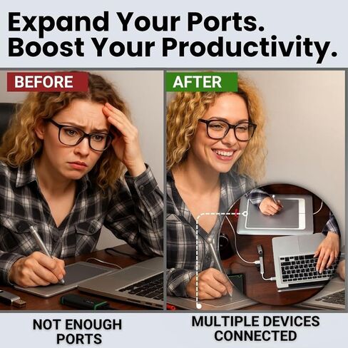 Red Star Tec USB C and USB A Hub Bundle, 2 Bundle 4 Port USB Multiport Adapters with USB 3.0 and USB 2.0 Ports, High Speed Data Transfer up to 5Gbps, Portable Aluminum USB Port Expanders for Laptop in Kuwait