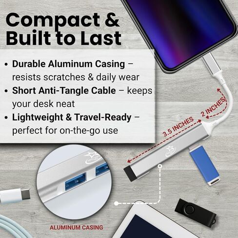 Red Star Tec USB C and USB A Hub Bundle, 2 Bundle 4 Port USB Multiport Adapters with USB 3.0 and USB 2.0 Ports, High Speed Data Transfer up to 5Gbps, Portable Aluminum USB Port Expanders for Laptop in Kuwait