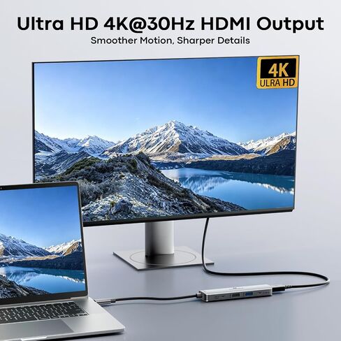 5 in 1 USB C Hub, 4K USBC to HDMI Multiport Adapter for Laptop/Mac in Kuwait