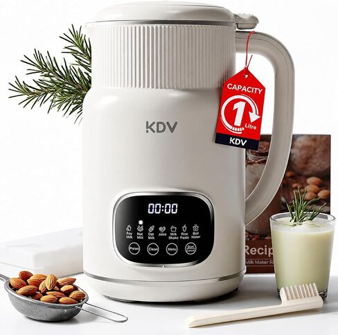KDV Nut Milk Maker Machine, 8-in-1 Multifunction Soy Milk Maker with Stainless Steel, Homemade Soy, Almond, Oat, Coconut, Plant Based & Non-Dairy Beverages, 24H Delay Start, Keep Warm, Auto Clean in Kuwait