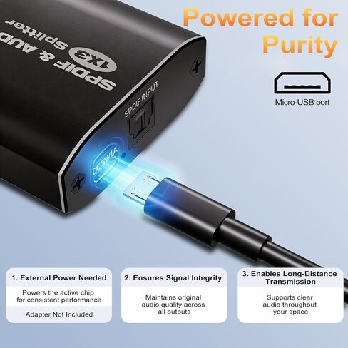 Optical Audio Splitter 1x3, Toslink Digital SPDIF Splitter 1 in 3 Out in Kuwait