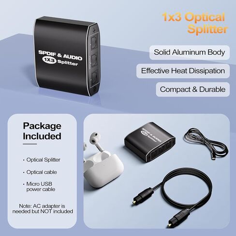 Optical Audio Splitter 1x3, Toslink Digital SPDIF Splitter 1 in 3 Out in Kuwait