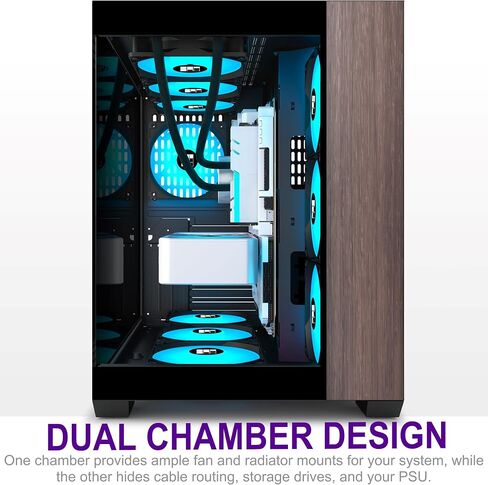 FOIFKIN M9 PC Case - Walnut Front pane Pre-Installed 7 PWM ARGB Fan, Micro-ATX Computer case, Gaming PC Case, 270° Panoramic Glass, 360MM RAD Support, Type-C, FOIFKIN (Black Walnut) in Kuwait