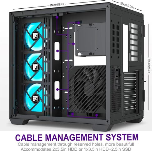 FOIFKIN M9 PC Case - Walnut Front pane Pre-Installed 7 PWM ARGB Fan, Micro-ATX Computer case, Gaming PC Case, 270° Panoramic Glass, 360MM RAD Support, Type-C, FOIFKIN (Black Walnut) in Kuwait