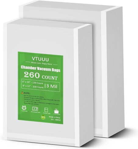 Chamber Vacuum Sealer Bags 300 Count 6" x 10" 8" x 12" 10" x 13" For 3-Mil Vacuum Chamber Bags Pre-Cut Chamber Vacuum Bags- BPA-Free -Heavy Duty Chamber Machine Pouches in Kuwait