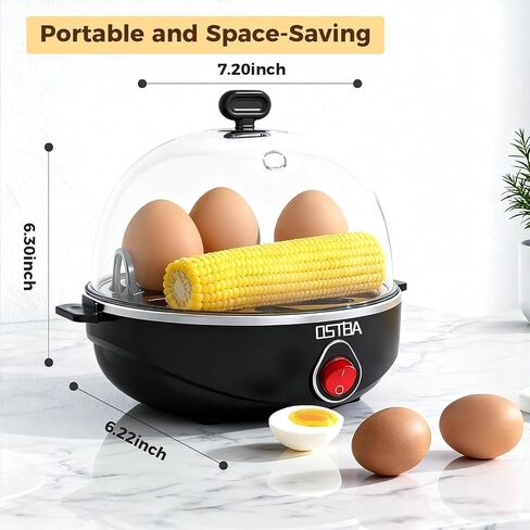 OSTBA Electric Egg Cooker, 7-Egg Boiler for Hard Boiled Eggs, Black in Kuwait