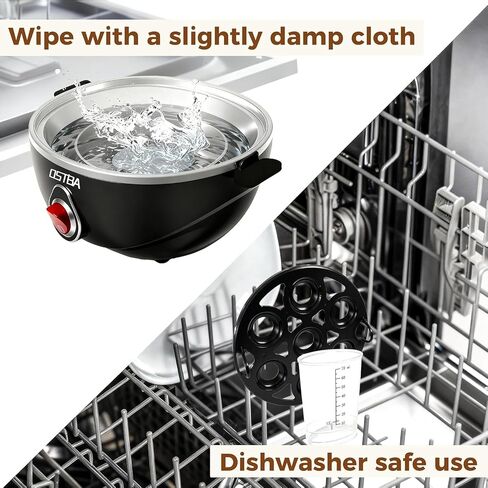 OSTBA Electric Egg Cooker, 7-Egg Boiler for Hard Boiled Eggs, Black in Kuwait