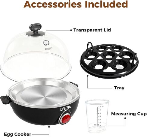 OSTBA Electric Egg Cooker, 7-Egg Boiler for Hard Boiled Eggs, Black in Kuwait