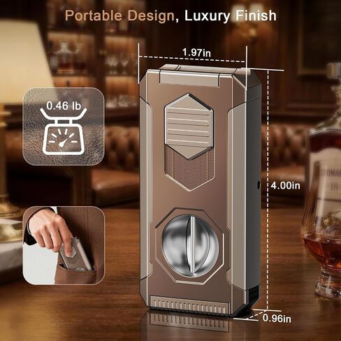 5-in-1 Torch Lighter, Butane Lighter with Straight & V Cutter, Holder, Draw Enhancer Tool, Triple Windproof Flame, Refillable Butane Torch Lighter, Cool Lighters with Gift Box for Men, Travel, Candle in Kuwait