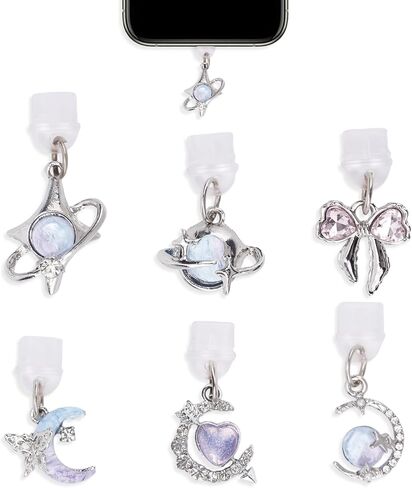 6pcs Dust Plug Charms, Butterfly Star Bow Type C Charging Port Insert Decorating Accessories Charm for Phone & Tablet Decorations for E-Reader Women Teachers Students Gifts in Kuwait
