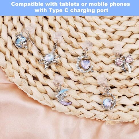 6pcs Dust Plug Charms, Butterfly Star Bow Type C Charging Port Insert Decorating Accessories Charm for Phone & Tablet Decorations for E-Reader Women Teachers Students Gifts in Kuwait