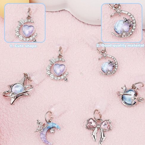 6pcs Dust Plug Charms, Butterfly Star Bow Type C Charging Port Insert Decorating Accessories Charm for Phone & Tablet Decorations for E-Reader Women Teachers Students Gifts in Kuwait