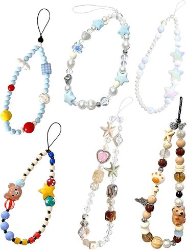 6pcs Phone Charm, Universal Camera Wrist Strap Cute for Phones Bag Keychain Beach Style in Kuwait