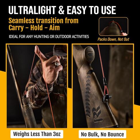 Ultralight Packable Waterproof Gun Slings - Flexible Shoulder or Chest Carry - Fast Mount from Hook to Shoulder - Bare Sling - Cable Gun Sling (Mallard Foot Orange) in Kuwait
